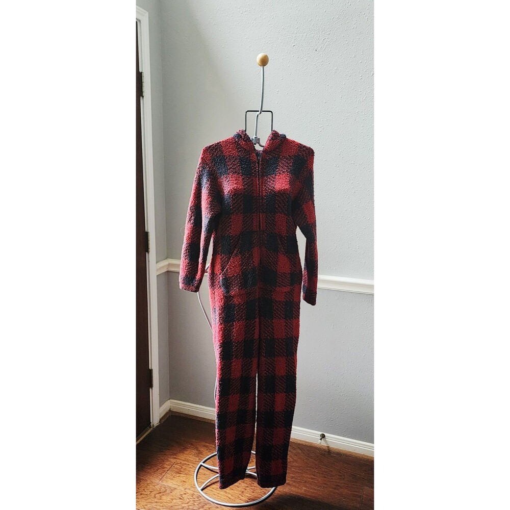 Skims Cozy Knit One Piece Pajamas Buffalo Check Jumpsuit Small Medium Unisex